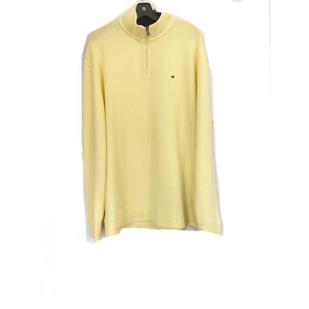 Tommy Hilfiger Yellow 100% Cotton 1/4 Zip Men Sweatshirt Sz Xl